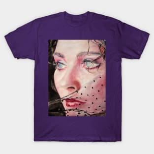 Woman Watercolor Portrait Painting with the Spotted Veil T-Shirt